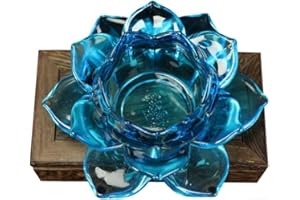Candle Holder Glass Lotus Design Floating Candles Tea Light Holder with Practical Windproof Feature for Indoor and Outdoor ((