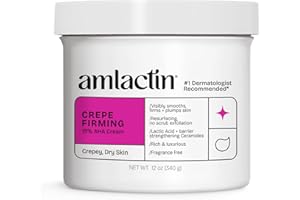 AmLactin Crepe Firming Cream - Therapeutic Skin Tightening Cream for Body – No-Scrub Exfoliator and Moisturizer with 15% Lactic Acid AHA, 12 oz (Packaging May Vary)​