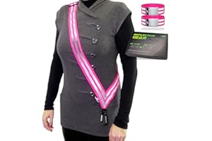 FREEMOVE Reflective SASH with 2 Bands - or - Reflective Runners Waist Belt with 4 Arm Bands > Easy to Put On/Off Reflective Gear for Guaranteed Visibility & Safety for Dog Walking, Running, Cycling