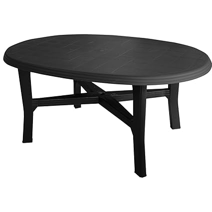 Multistore 2002 Gartentisch 165x110cm, oval, anthrazit - Vollkunststoff/Beistelltisch Terrassentisch Campingtisch Gartenmöbel