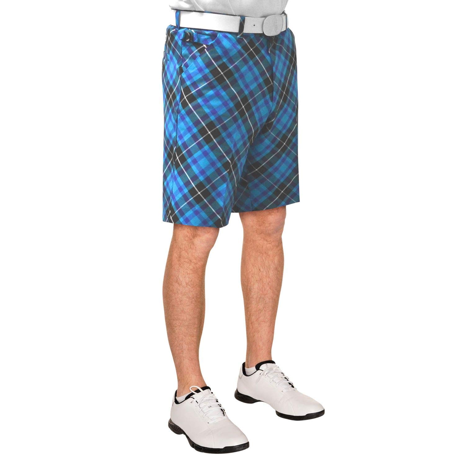 Photo 1 of Size M Royal & Awesome Blue Plaid Golf Shorts, Men's 10 inch Inseam, Cotton Spandex, Plaid Shorts for Men, Funny Golf Shorts