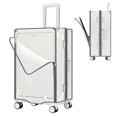 Yotako Clear Luggage Cover Protector with Front Pocket Zipper, 28 Inch Luggage Covers for Front Open Suitcase Wheeled Suitcase 28", No Disassembly