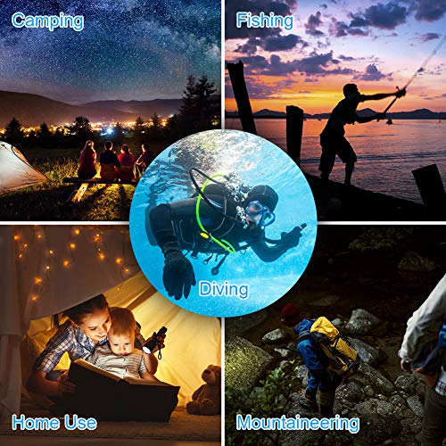 VOLADOR Scuba Diving Flashlight, 4000 Lumen Underwater Dive Light with Power Indication, CREE XHP 70 LED IPX-8 Waterproof Night Dive Torch, Rechargeable 26650 Battery, Charger, Lanyard