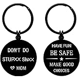 Lapsia Double Sided Son Gifts Form Mom, Funny Keychain Gifts for Teenage Boys Girls, Christmas Stocking Stuffers for Teens