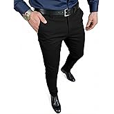 JMIERR Men's Skinny Stretchy Suit Pants Slim Fit Slacks Tapered Trousers