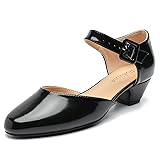 LIURUIJIA Women's Closed Toe Low Chunky Heel Pumps