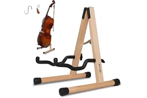 COLOOFO Cello Stand,Folding Cello Support Stand,A-Frame Wooden Cello Stand for 1/8-4/4 Cellos,Musical Instrument Stand for Electric Guitar,Bass Guitar Stand