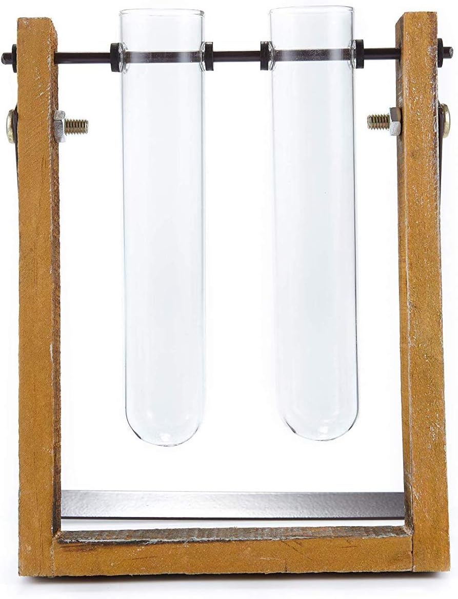 HEITMANN DECO - Decorative vase in the shape of test tubes with wooden support - Interior decoration - two test tubes included