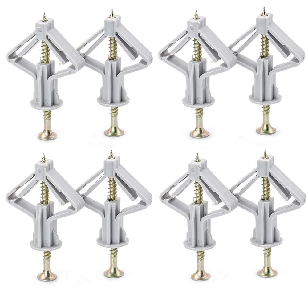 50 Set Plasterboard Wall Plugs and Screws Set Heavy Duty Wall Fixing Plastic Expansion Tube with Countersunk Screws for Hollow Drywall Cavity TV Wall Brackets