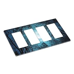 Spshian Light Switch Cover Teal Full Moon Forest 4