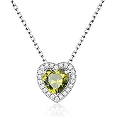 FindChic Dainty Heart Birthstone Necklace for Women Mom Girls Platinum Plated CZ Pendant Sparkly Birthday Anniversary Valentine's Gifts for Her Mom, with Gift Box