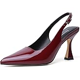 Susanny Slingback Kitten Heels Elegant Dressy Pumps for Women Closed Pointy Toe Sexy Chunky High Heels Wedding Bride Prom Party Dress Shoes