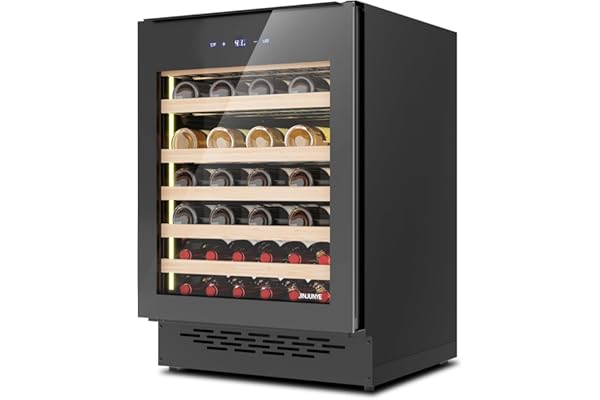 JINJUNYE 24Inch Wine Cooler Refrigerator, Built-in or Freestanding Wine Cellar for White, Red, Champagne, Sparkling Wine for Home Office Bar, 52 Bottle Wine Fridge Digital Temperature Control