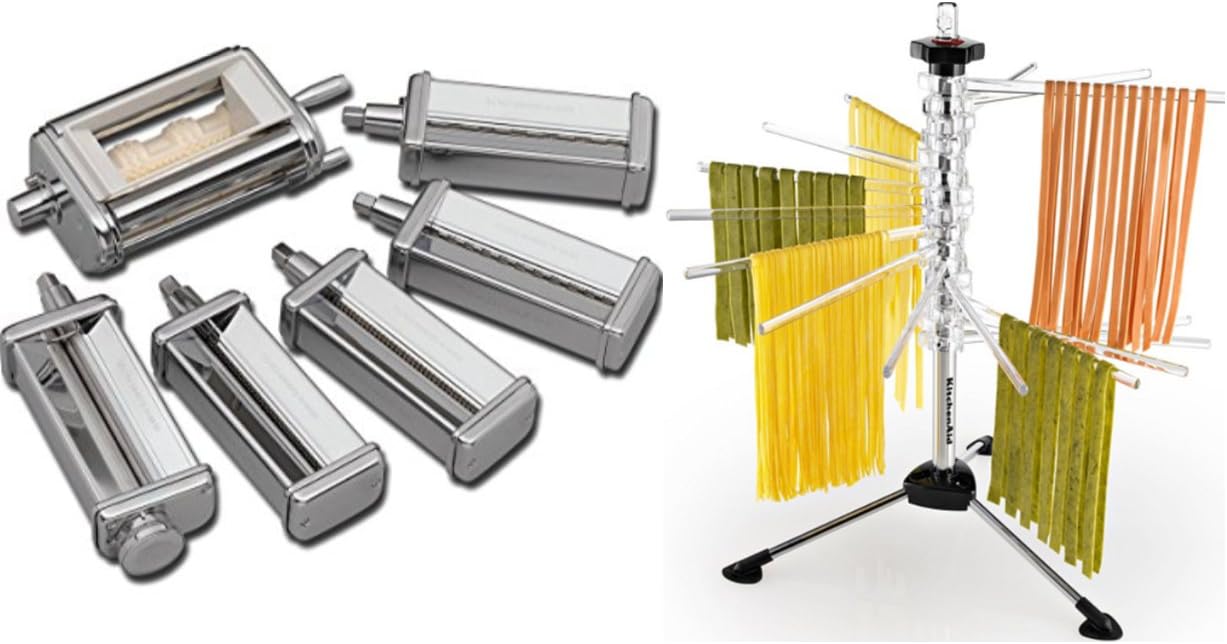 KitchenAid KPEX Pasta Excellence Set (KPRA + KRAV + KPCA) Attachment Pack + Rack KPDR