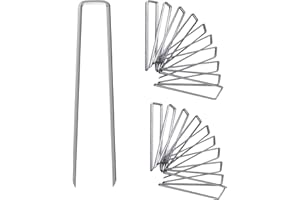UPMCT 12 Inch Galvanized Garden Landscape Staples Stakes, 25 50 100 PCS Anti-Rust Garden Staples Tent Ground Stakes U-Shaped Landscape Pins for Secure Lawn Fabric, Decoration (25, 12 Inch)