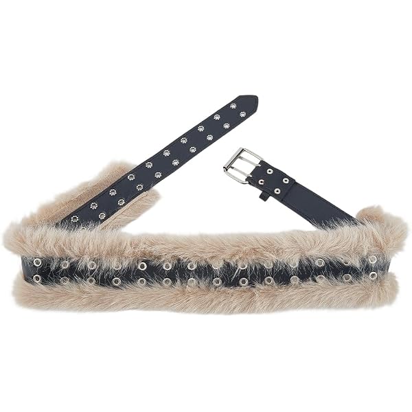 GJHFCXSO Women Aesthetic Y2K Faux Fur Waist Belt Vintage  display picture 3