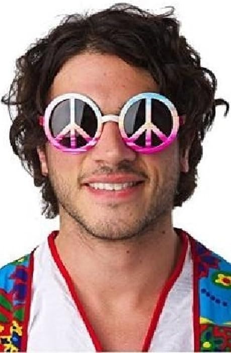 Mens Ladies 1960s Hippie Hippy Peace Sign Fancy Dress Costume