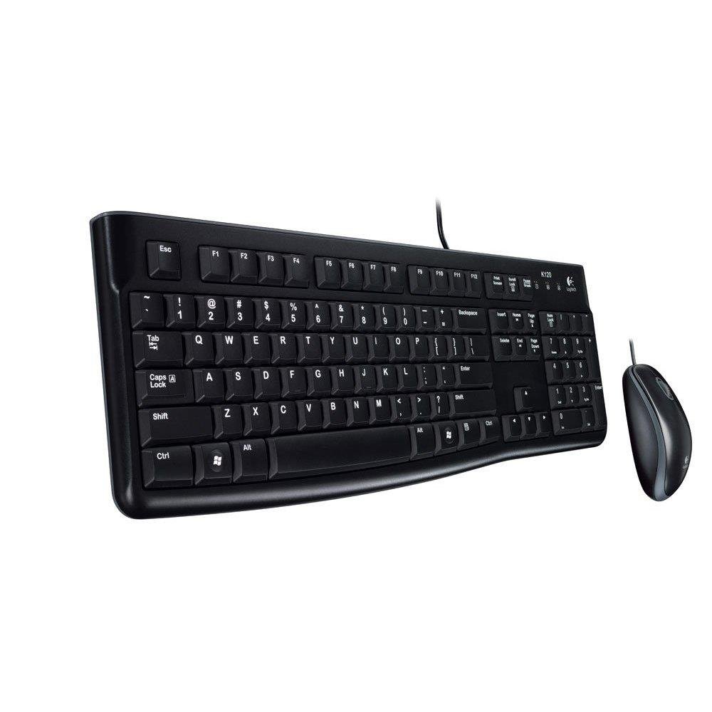Logitech MK120 Wired Keyboard and Mouse Combo for Windows, QWERTY US International Layout - Black