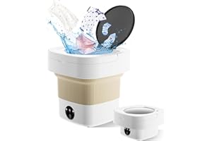 MIHEQIKQI Portable Washing Machine, 9L Mini Laundry Washer with 3 Modes Cleaning for Underwear, Baby Clothes, Sock, Small Delicates. Foldable Washer and Dryer Combo for Apartment, Home, Hotel, Camping,RV(White)