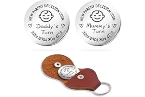 RAOSIME Funny Baby Pocket Hug Token Gift,Double-Sided New Parents Decision Coin Gifts for Mom Dad Baby Shower First Time Mommy Daddy to Be,Newborn Baby Gifts Pregnancy Birthday Gifts for New Parents-Who Turn