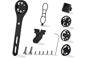 GRQUSTO Bike Computer Mount for Integrated Aero Handlebar - Out Front Combo Mount for Garmin Edge Wahoo Elemnt Bryton Rider Stages Dash Hammerhead Cateye, for GoPro Action Camera and Bike Light Attachment