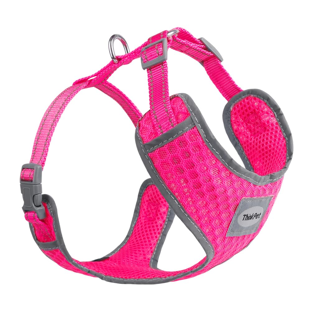 ThinkPet Reflective Breathable Soft Air Mesh No Pull Puppy Choke Free Over Head Vest Ventilation Harness for Puppy Small Medium Dogs (Neon Rosary,XL) — image 1