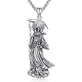 LOOVE Pentagram/Sun Moon/Celtic Witches Knot/Santa Muerte/Triple Moon Goddess/Hecate Necklace Sterling Silver Magic Wiccan Pagan Amulet Jewelry for Women Men