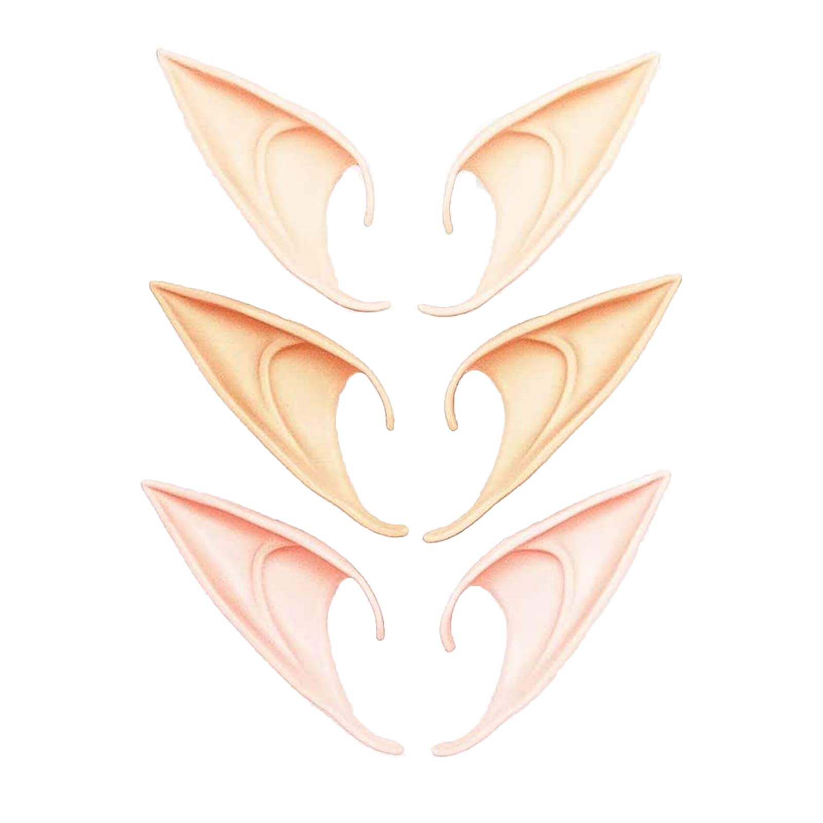 Elf Ears 3 Pack Various Color Soft Pointed Ears Excellent For Anime Party Dress Up Costume,Cosplay