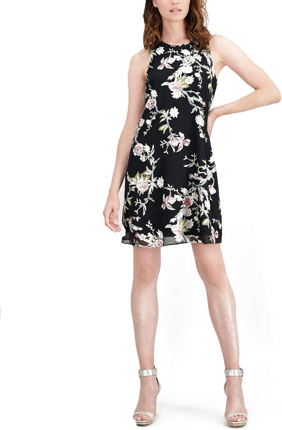 calvin klein black floral dress