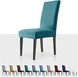 MAXIJIN Stretch Velvet Chair Covers Set of 4 Peacock Blue Dining Chair