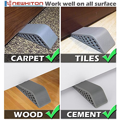 Newkiton 4Pcs/Set Rubber Door Stops Wedge Flexible Floor Door Stopper Finger Protector (Grey) - Thumbnail 6