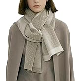 MININAI Womens Elegant Striped Winter Knit Scarf Vintage Plaid Thick Scarf Soft Cold Weather Warm Scarves Accessories