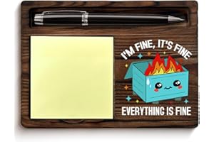 QODMGD Blue Dumpster Fire Sticky Note Holder Funny Office Gifts for Boss Coworkers Employees Work Besties, I'm Fine Everything is Fine Dumpster Fire Post It Note Dispenser for Office Cubicle Desk Decor