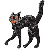 Beistle Scary Cat Cut Out Vintage Halloween Party Decorations, 20.5", Black/Orange/White