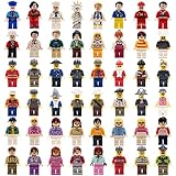 Minifigures Set of 48+10 - Lego-compatibe Mini People with Accessories Educational Building Bricks Toy