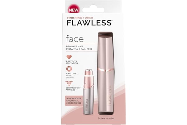 Finishing Touch Flawless Facial Hair Remover for Women, Rose Gold Electric Face Razor with LED Light, Recyclable Packaging