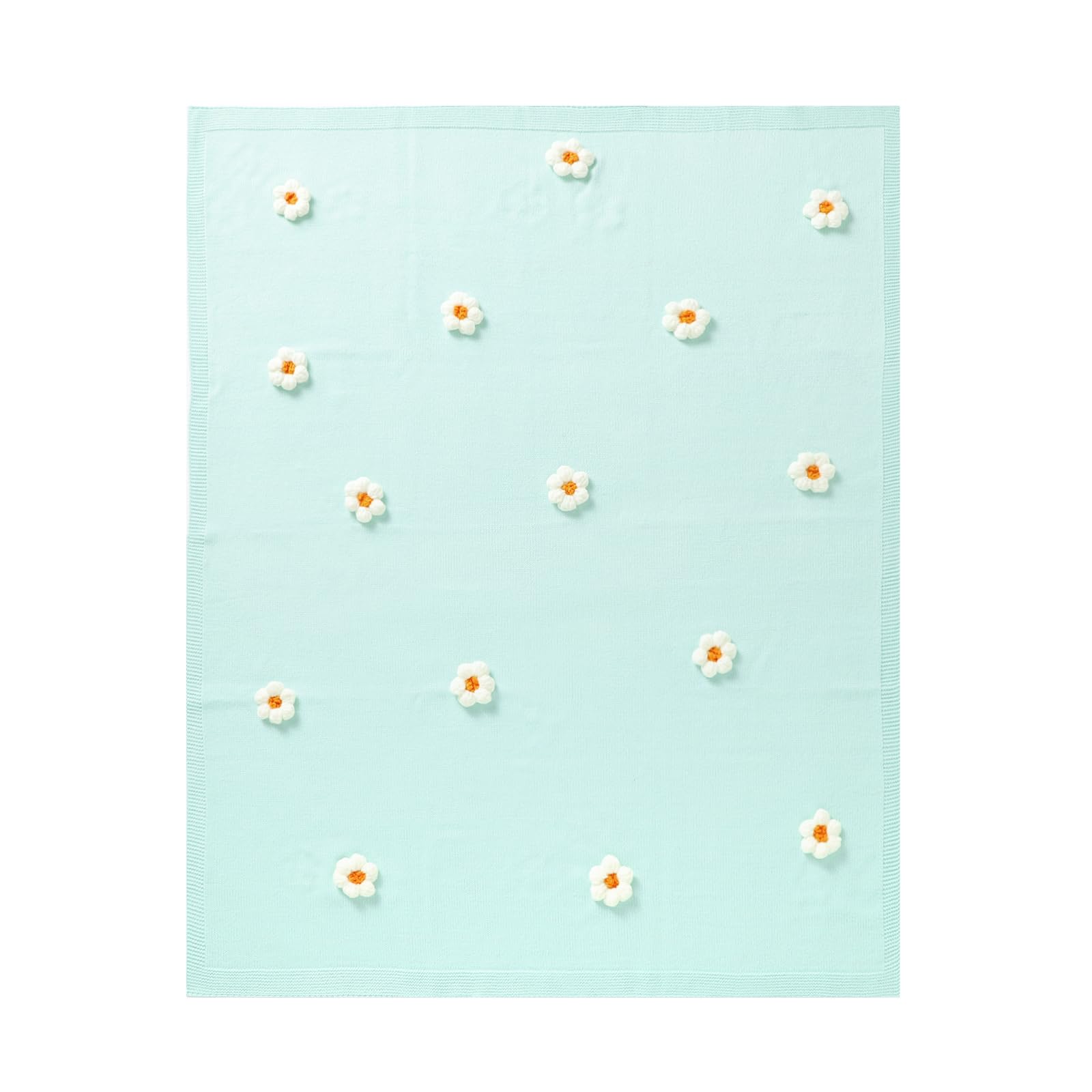 LAWKUL Baby Blanket Floral Soft Newborn Babe Blankets Knitted Swaddling for Infant Toddler Boy Girls 100x80cm Cyan