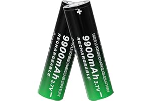 BENKIA 18650 Rechargeable Battery 9900mAh Lithium 3.7Volt High Capacity 18650 Batteries for Headlamp LED Flashlight (Flat Top,2 Pack)