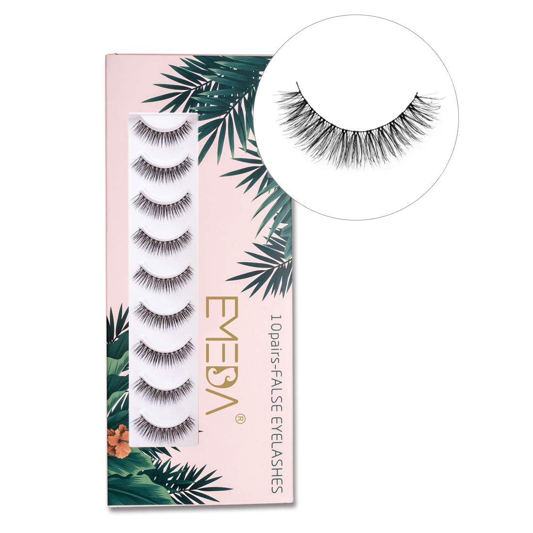 Photo 1 of 10 pairs False Eyelashes Natural Look Eyelashes Soft Fake Lashes 100% Handmade Lashes Reusable Eye Lash Transparent Band 1 Pack by EMEDA 002 Style