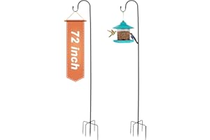 Starhoo Shepherds Hooks for Outdoor 72 Inches Bird Feeder Pole Heavy Duty Hanging Plant Stand for Outside Metal Garden Hook 2 Pack