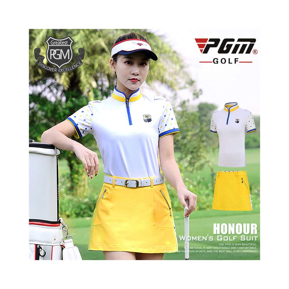 ゴルフ女性半袖tシャツスポーツウェアトップスとスカート春夏スポーツウェア2個 Large B07q6vktgw スカート 交換無料