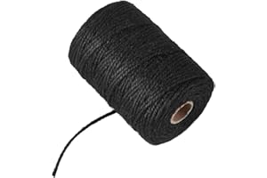 QDISHI 5mm 100 Feet Black Natural Jute Twine, for Crafts Gift, Craft Projects, Wrapping, Bundling, Packing, Holiday Packaging Twine, Gardening and More, Jute Rope to Use Around The House and Garden