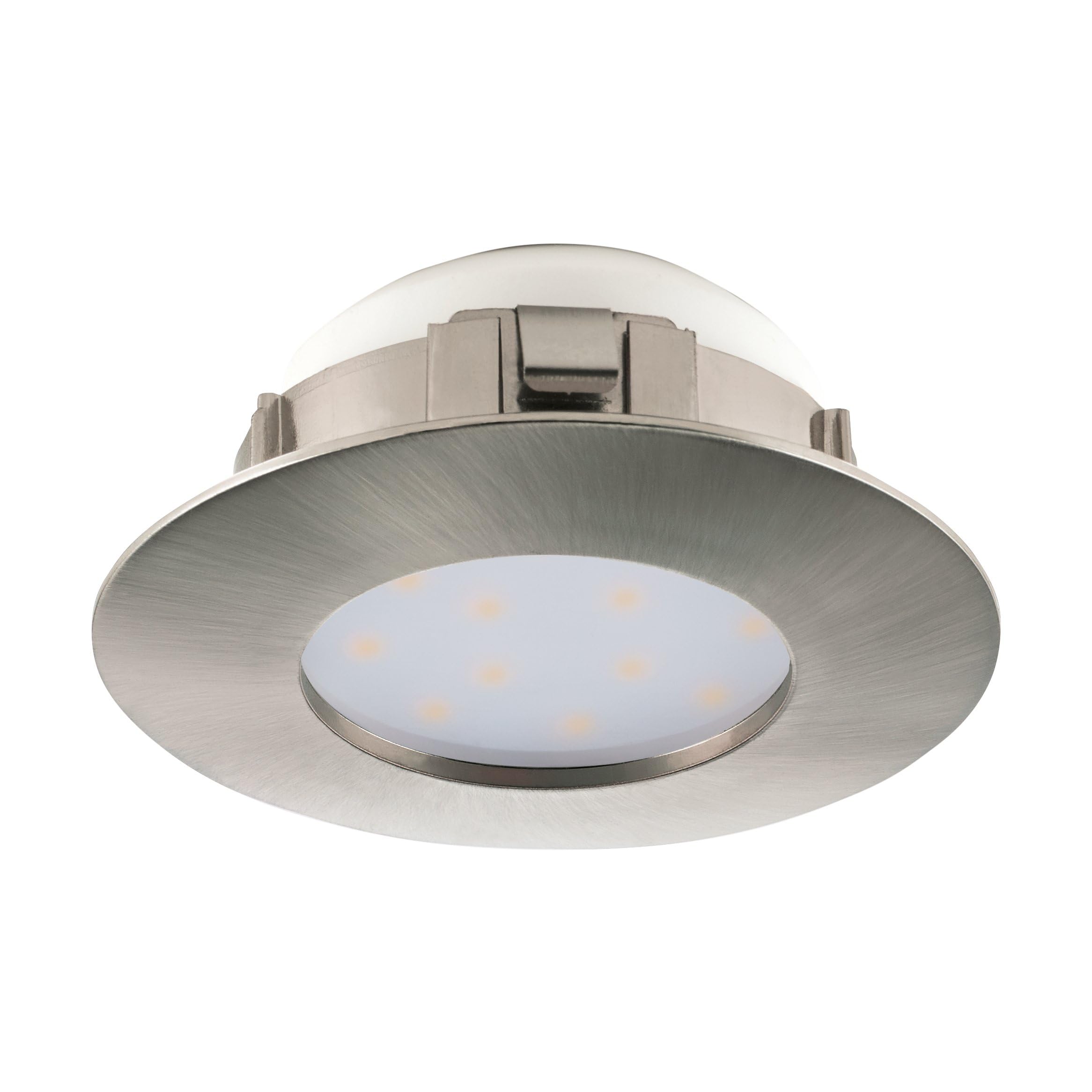 EGLO Pineda LED Recessed Spotlight, Plastic LED Spotlight, LED Recessed Light in Nickel Matt, Flat LED, Diameter 7.8 cm