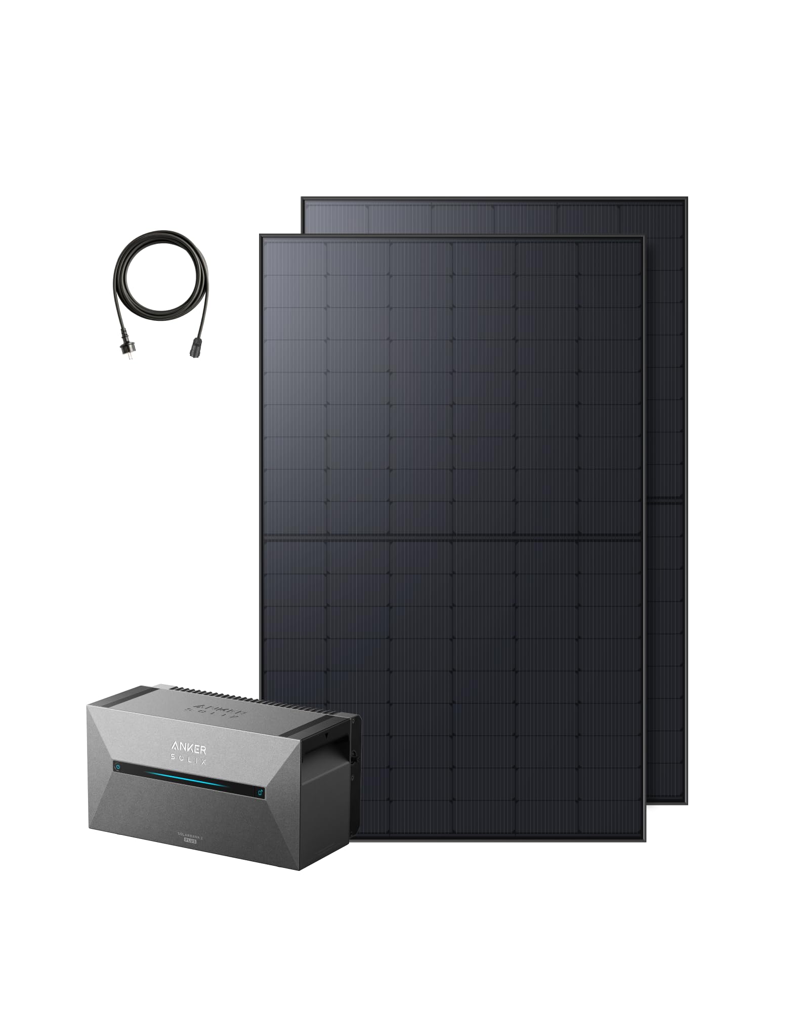 Anker SOLIX Balkonkraftwerk mit Speicher (890W | 1600Wh), Solarbank 2 Plus 2 MPPT für bis zu 2 Solarpanels, 1600Wh Speicher für Balkonkraftwerk, 2x 445W Topcon Solarpanel, 9,6kWh Kapazität