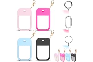 MILASONUS 4 PCS Soft Silicone Case for Touchland Power Mist (1FL. OZ./30 mL), Protective and Stylish Case with Keychain Compatible with Touchland Hand Sanitizer Spray (Pink/Hot Pink/Blue/Black)