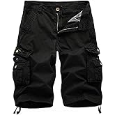 Litteking Men's Camo Cargo Shorts Casual Cotton Twill Camouflage Shorts with Multi-Pockets Outdoor Wear Pnats