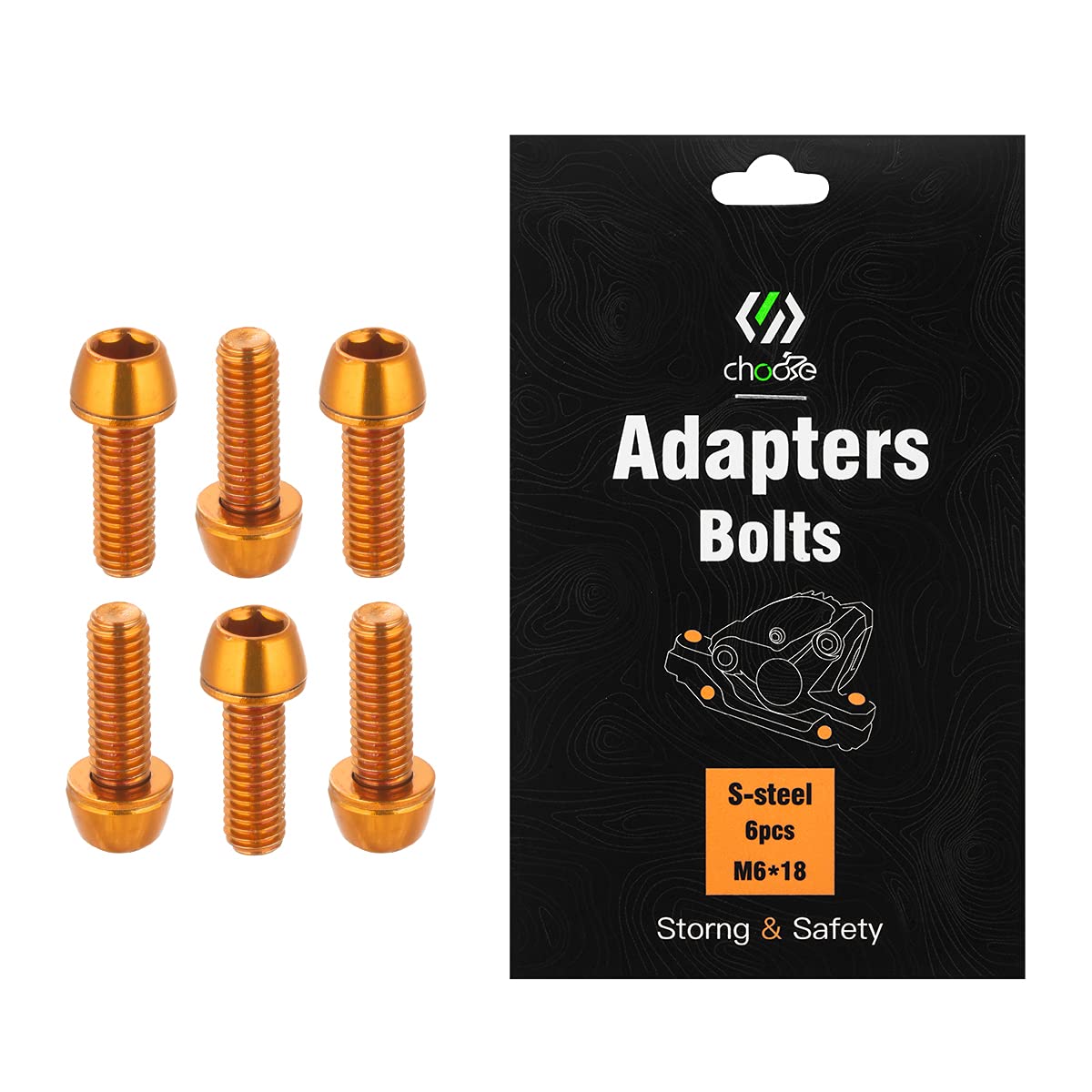 Chooee Bicycle Disc Brake Caliper Bolts, M6 X 18mm Caliper Bolt Screws for Mountain Bike/MTB Orange