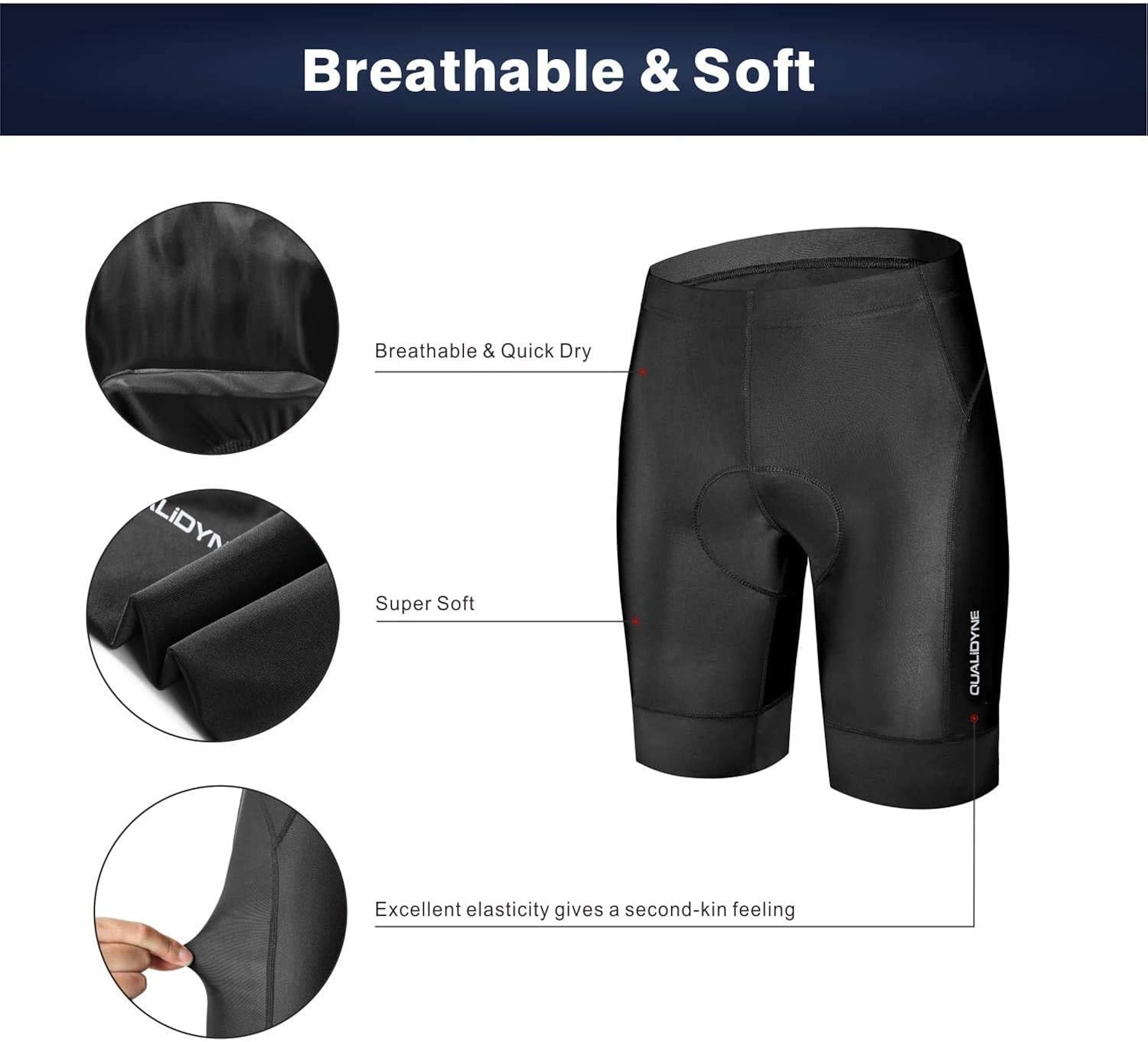 qualidyne Men's Bike Cycling Shorts, Bicycle Biking Riding Shorts, 3D Padded Half Pant -Quick Dry & Comfy: Clothing