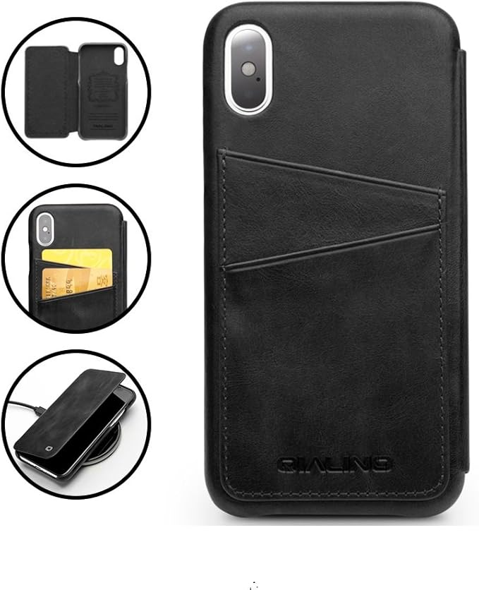 iPhone X Case, QIALINO Genuine Leather iPhone X Cover with
