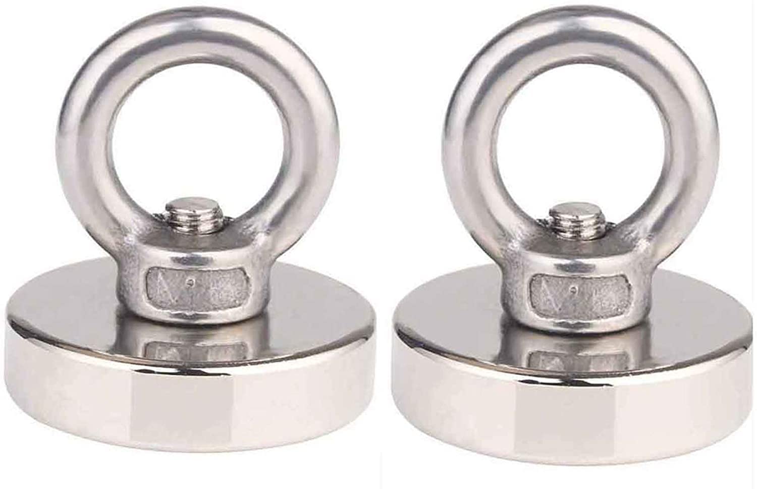 JAKAGO 41KG Pulling Force Strong Rare Earth Magnets Round Neodymium Fishing Magnet Diameter 1.4" (36mm) Magnetic Hooks for Magnet Fishing Metal Detector Recovery Treasure Finder (2 Pieces)